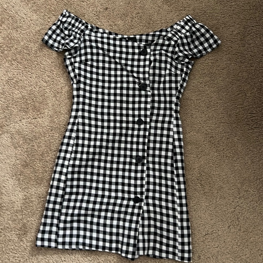 Lulus off the shoulder gingham dress